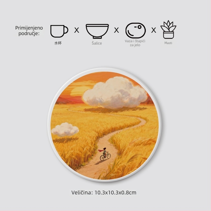 Dijatomitne podloške za čaše s pejzažnim motivom, kružne, upijajuće, brzo se suše, protuklizne, s prilagođenim logotipom