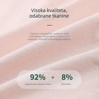 Ženske menstrualne gaćice od modala s zaštitom od propuštanja, srednji pojas, prozračne, upijajuće, koži prijateljske; podstava u području prepona od pamuka 92%, glavni materijal modal (regenerirana celulozna vlakna 90%)