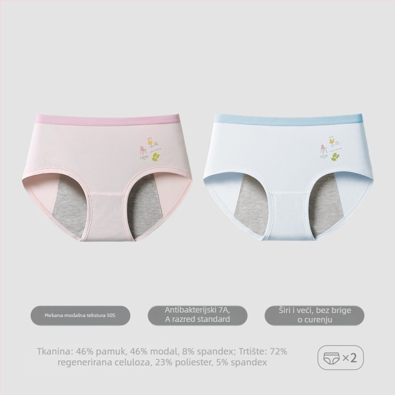Modal gaćice za tine, srednji pojas, podstava 72% regenerirane celulozne vlaknine, fiziološka funkcija, karikatura uzorak