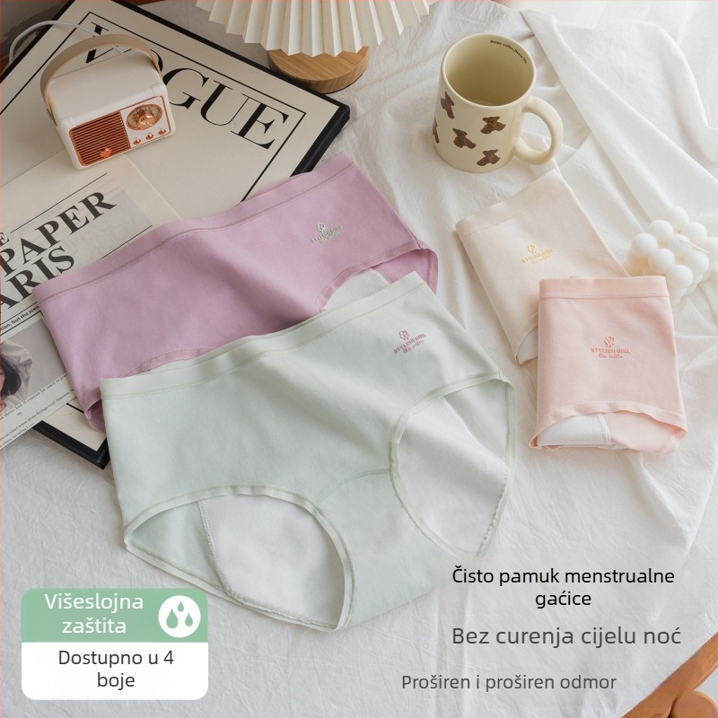 Žensko fiziološko donje rublje s 95% pamuka i 5% spandeksa; tkanina: combed cotton; antibakterijsko i prozračno; podstava prepona od pamuka; srednji struk