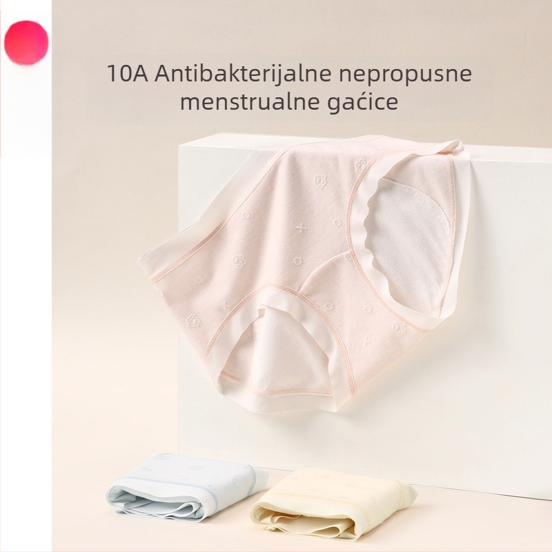 Antibakterijske ženske gaćice za menstruaciju, srednja talija, zaštita od curenja; glavna tkanina: pamuk-modal-spandeks; podstava: viskozno-spandeks-nijlon
