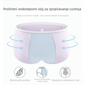 Ženske menstrualne gaćice, antibakterijske i otporne na curenje, Modal vlakno 46%, podstava od pamuka 75%, bešavne