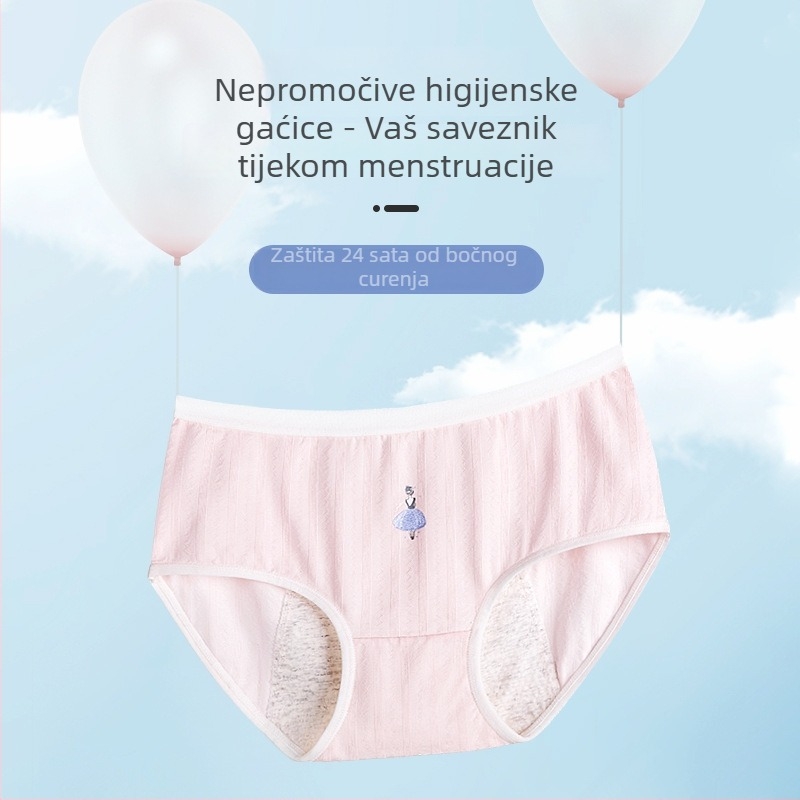 Ženske menstrualne gaćice, antibakterijske i otporne na curenje, Modal vlakno 46%, podstava od pamuka 75%, bešavne