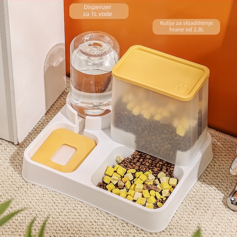 Automatski hranilica za mačke s integriranim spremnikom vode i zdjelom