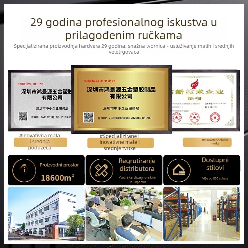 Drška za vrata ormarića, moderni minimalistički stil, lukastog oblika, cinkova legura, površinska ugradnja, za garderobu