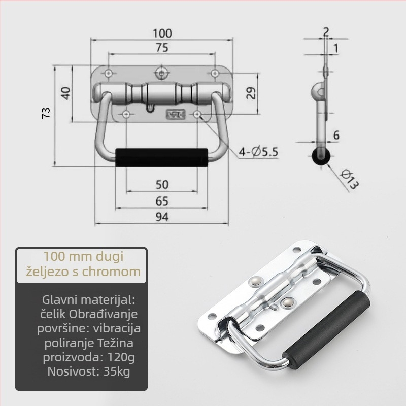 Beronsel 304 nehrđajući čelik – kutija ručka za povlačenje, sklopa, kromirana