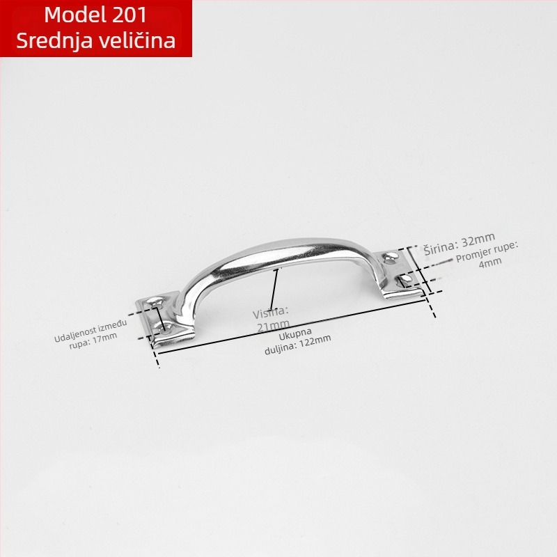 Lukasta ručka za vrata od nehrđajućeg čelika, model PH-0003, brenda Flat Ring, modern minimalistički stil.