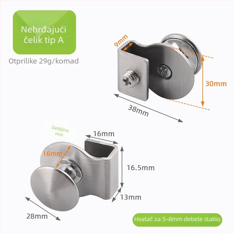 Čelična ručka za staklena vrata staklenog ormara, nehrđajući čelik, crna završna obloga s blagim brušenjem, moderan minimalistički stil