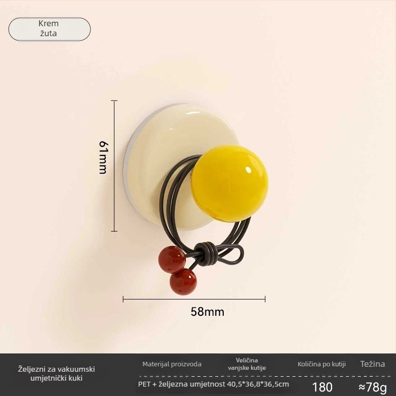 Drška za vrata sa usisnom čašom – PET+ABS, YM.7242, sferni dizajn, montaža bez bušenja, za klizna vrata, ormariće i ladice