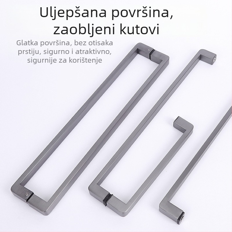 Drška za tuš prostor za staklena vrata, nehrđajući čelik, 1020 minimalistički model, kvadratna cijev, moderni stil