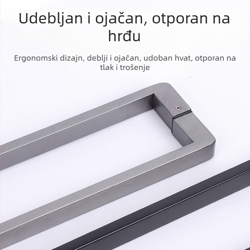 Drška za tuš prostor za staklena vrata, nehrđajući čelik, 1020 minimalistički model, kvadratna cijev, moderni stil