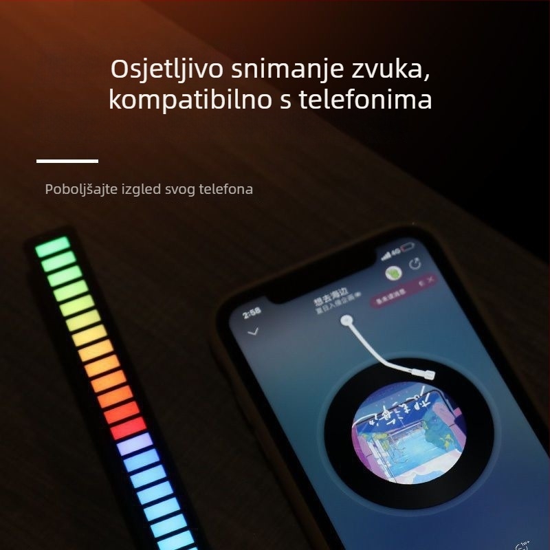 Unutarnja LED ambijentalna svjetlost za automobil s RGB ritmom i glasovnim upravljanjem, ABS materijal, 1.5W, 5V, 1.5A, kompatibilan s modelom 102