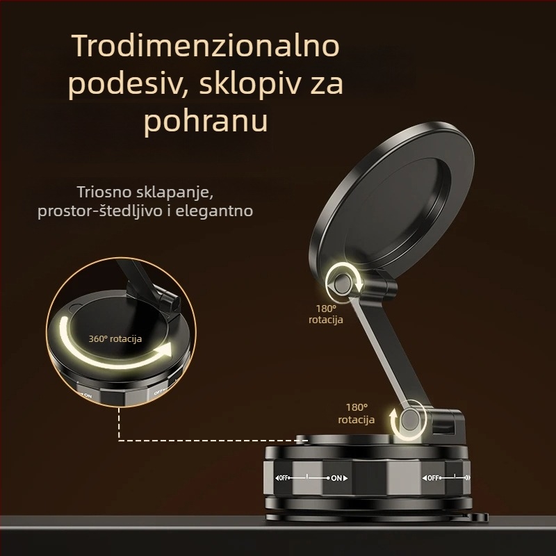 Držač za mobitel u autu s vakuumskim držanjem i bežičnim punjenjem – 20W, kompatibilan s prednjim staklom