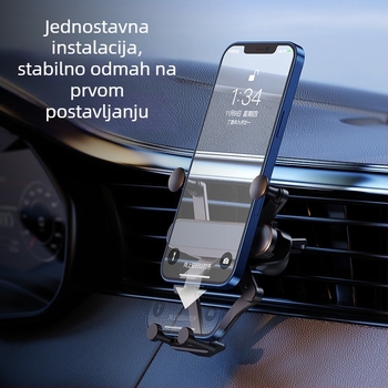Gravitacijski držač za telefon u automobilu - aluminijski nosač za zračni otvor, prilagodljiv
