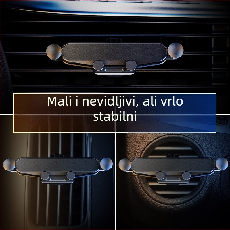 Gravitacijski držač za telefon u automobilu - aluminijski nosač za zračni otvor, prilagodljiv