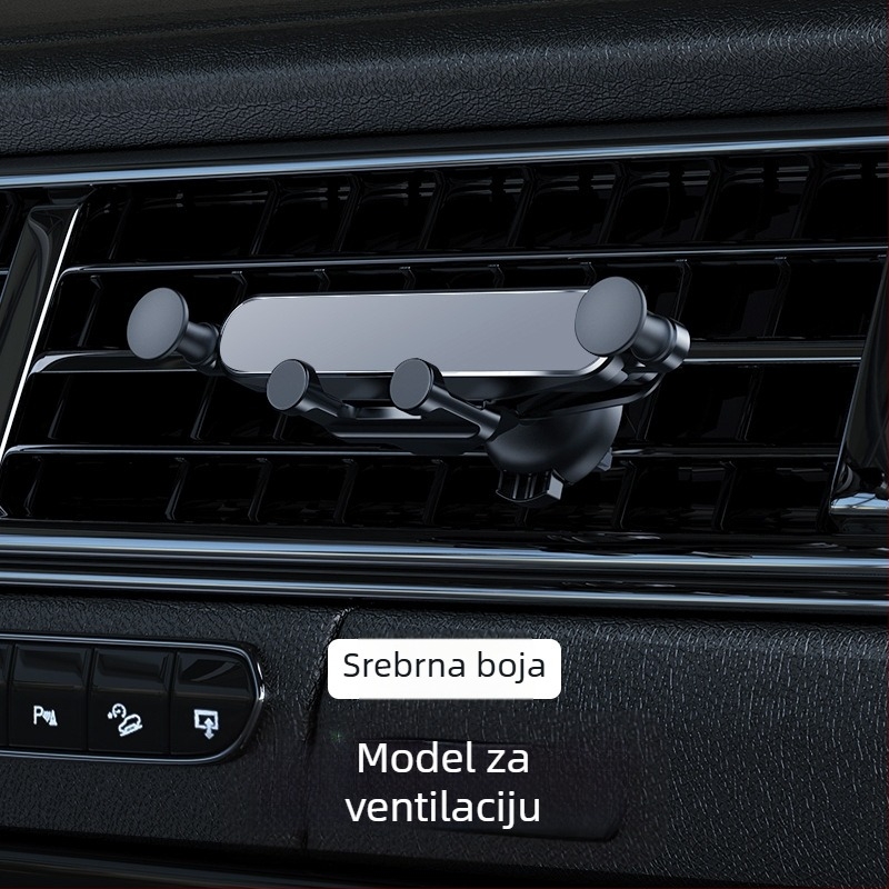 Gravitacijski držač za telefon u automobilu - aluminijski nosač za zračni otvor, prilagodljiv