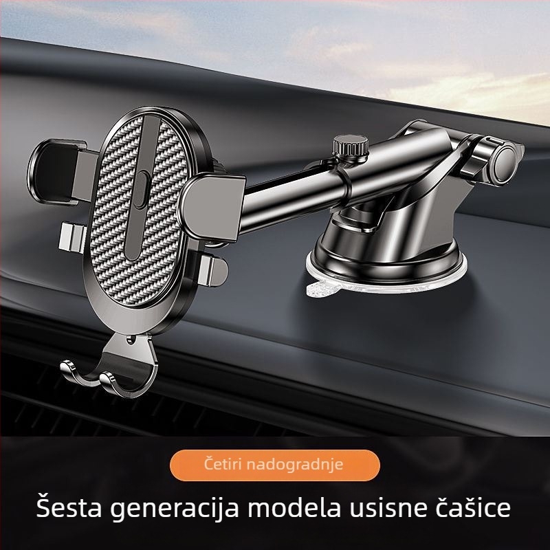 Držač za telefon u automobilu s usisnim držačem, univerzalan za vozila, teleskop, 360° rotacija na ploču instrumenta