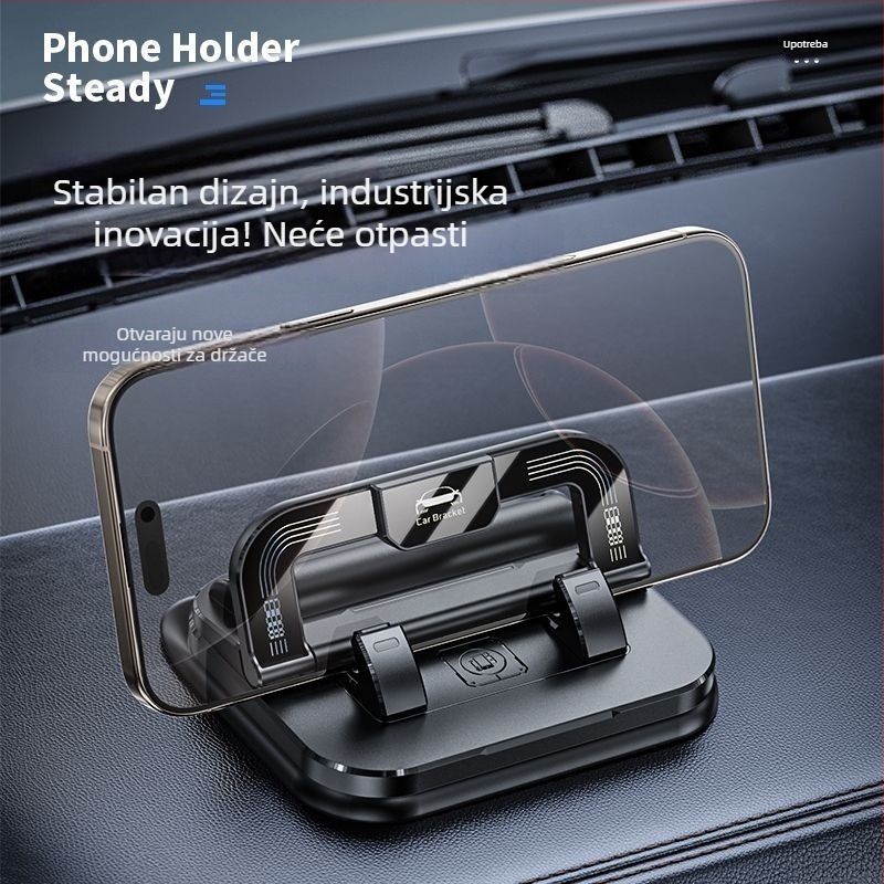 Auto držač za telefon s ljepljivim nosačem, rotirajući, dva u jedan za ploču i navigaciju, ABS materijal, model N343