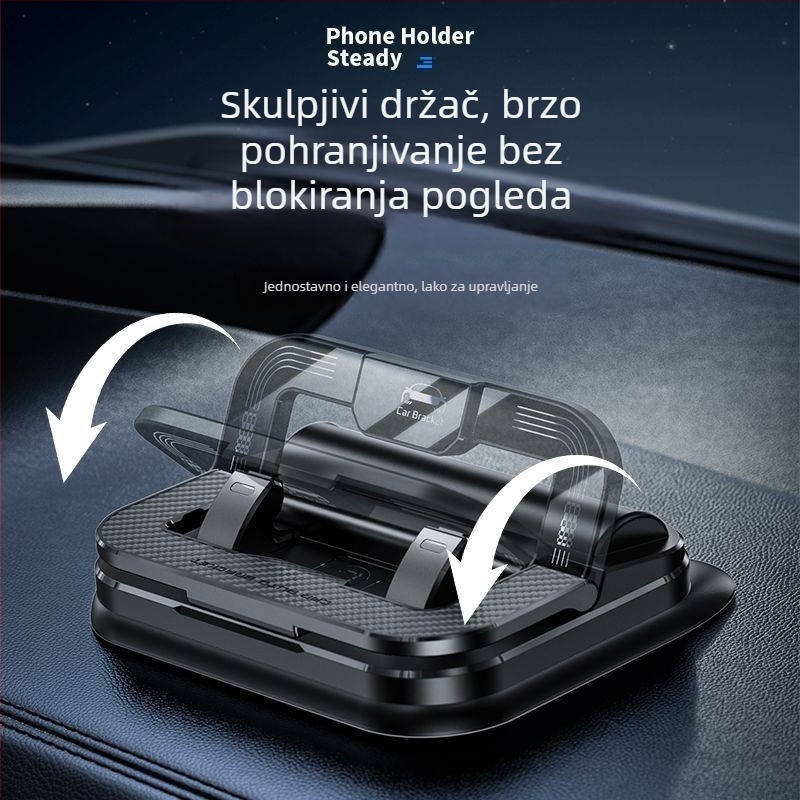 Auto držač za telefon s ljepljivim nosačem, rotirajući, dva u jedan za ploču i navigaciju, ABS materijal, model N343