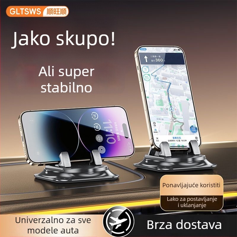 Auto držač za mobitel - ABS, nosač na ploču s vakuumom, model Z01, marka Smooth and prosperous, bez napajanja