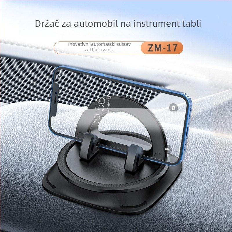 Držač za mobitel na nadzornoj ploči automobila, univerzalan, pričvršćivanje vakuumskom čašicom, mogućnost prilagođavanja, napredna protuklizna podloga