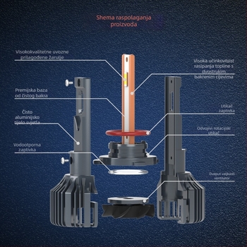 LED automobilno svjetlo H11, 100 W, 12 V, 10000 lm, aluminijsko kućište.