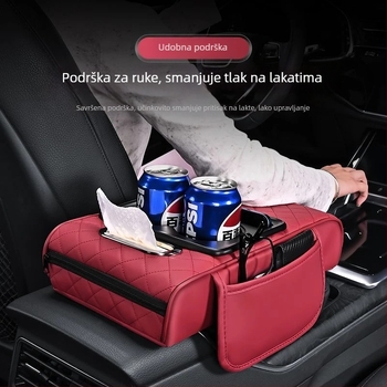 Kutija za naslon za ruku automobila s pretincem za maramice, jastučić od memorijske pjene, kožna, univerzalna kompatibilnost