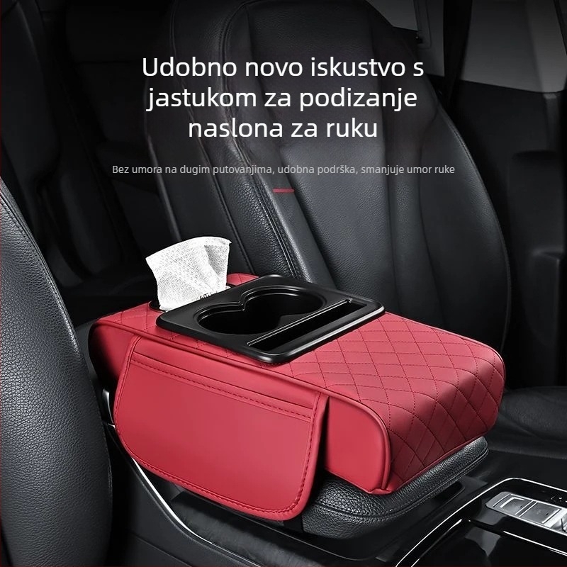 Kutija za naslon za ruku automobila s pretincem za maramice, jastučić od memorijske pjene, kožna, univerzalna kompatibilnost