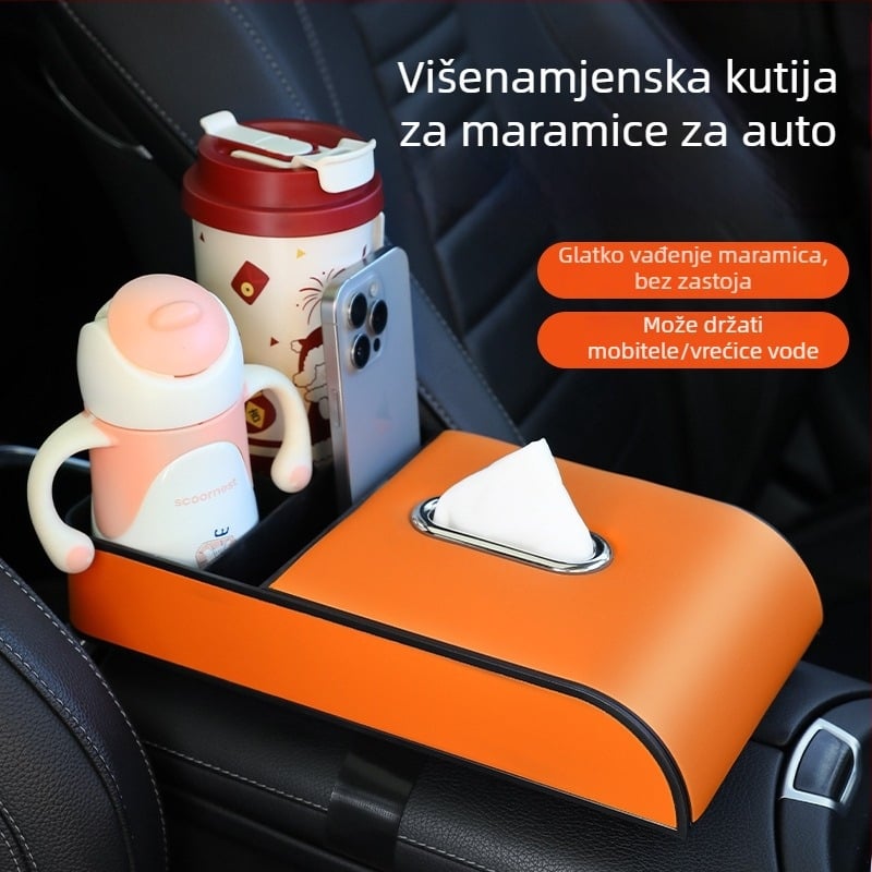 Kožni središnji naslon automobila s jastučićem od memorijske pjene, univerzalna prilagodba, 500 g, mogućnost prilagodbe