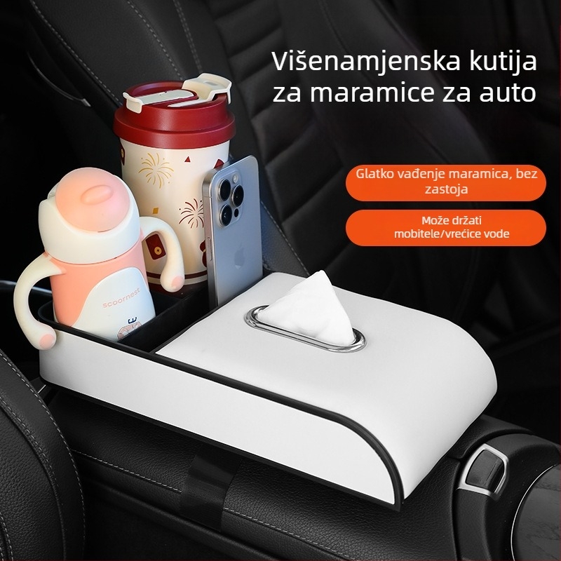 Kožni središnji naslon automobila s jastučićem od memorijske pjene, univerzalna prilagodba, 500 g, mogućnost prilagodbe