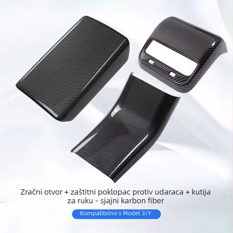 Poklop naslona za ruku za Tesla Model 3/Y — Zaštita stražnjeg ventilacijskog otvora, Plastični interijer dodaci