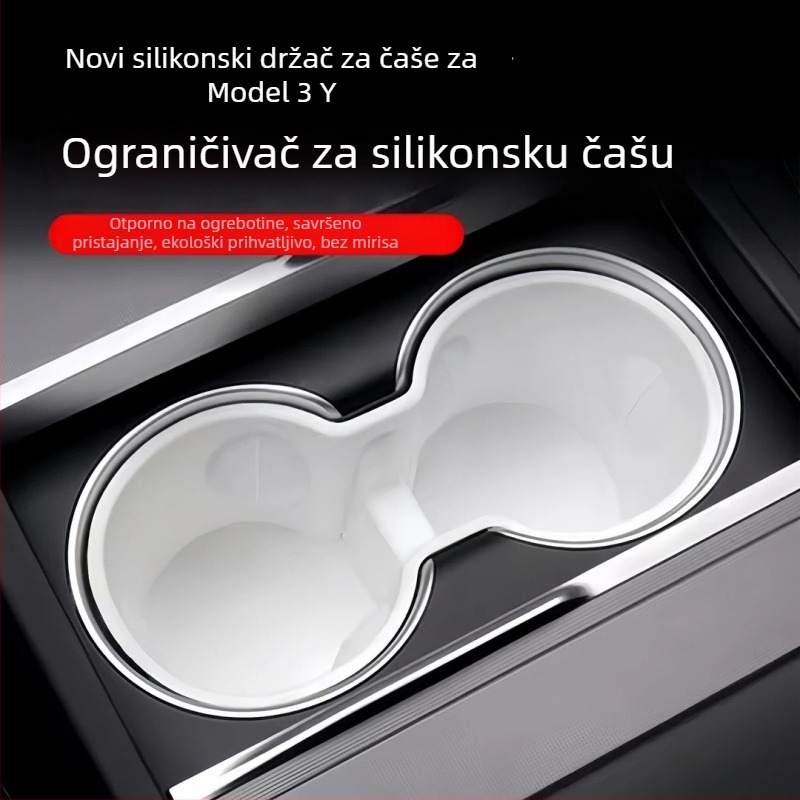 Držač čaša u središnjoj konzoli za Tesla Model Y (nova verzija) – TPE materijal, limiter za držač čaša