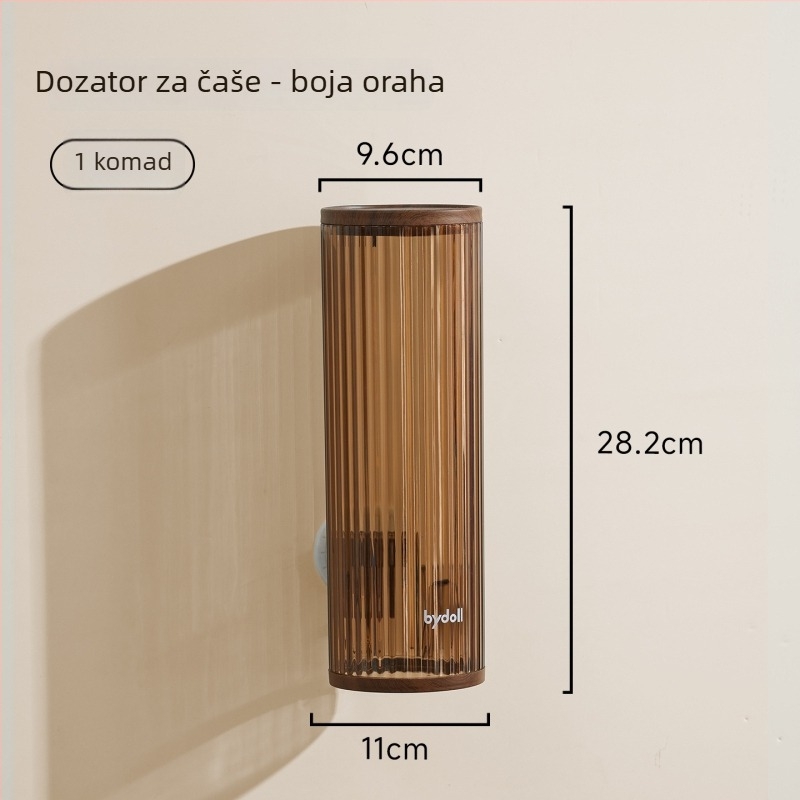 Zidni plastični držač za čaše i spremnik za odlaganje jednokratnih čaša — retro stil, 6 etaža, bez bušenja
