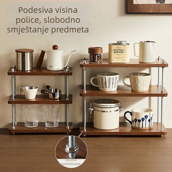 Željezni 3-slojni stolni regal za pohranu, moderni minimalistički dizajn, rotirajuće i podesive police, otporan na vlagu, instalacija bez bušenja