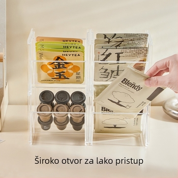 Stolna kutija za skladištenje – prozirna, dizajn s mogućnošću slaganja, PS materijal, moderan minimalistički stil