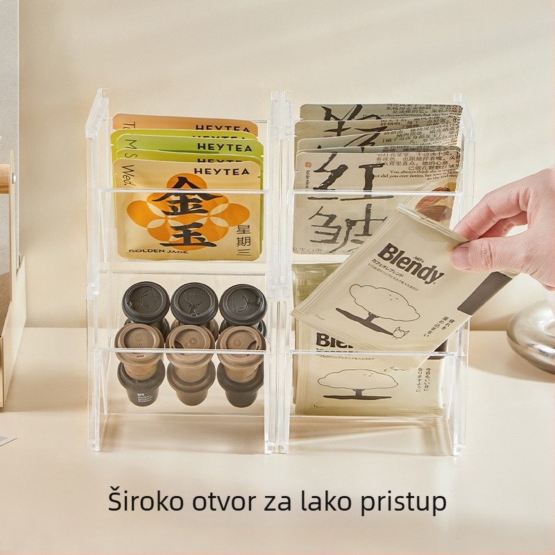 Stolna kutija za skladištenje – prozirna, dizajn s mogućnošću slaganja, PS materijal, moderan minimalistički stil