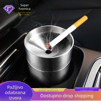 Huinuo Automobilski pepeljak od nehrđajućeg čelika – otisak loga, prilagodba, privatna oznaka, dekorativan, skladištenje
