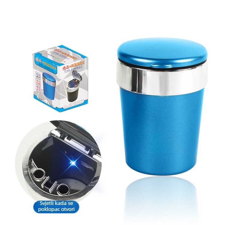 Automobilski pepelnjak s visećim LED ambijentalnim svjetlom za otvor zraka, BY-1261, plastika, lijevanje, 145 g