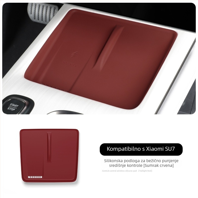 Silicijska podložnica za bežično punjenje, vodootporna i antislizna, za središnju konzolu Xiaomi SU7 (kompatibilno s 24 modela)