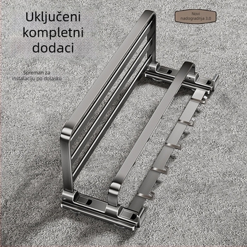 Držač ručnika sa usisnom čašom, bez bušenja, s integriranim vješalom, dvostruki sloj, odvojivi, nosivost 10 kg