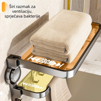 Oginsk metalni držač ručnika za kupaonicu sa suction cup — montaža bez bušenja, zidni spremnik za odlaganje