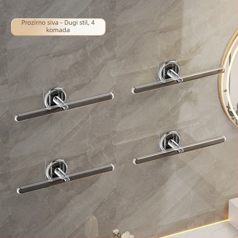 Držač za ručnike - Zidni sustav za pohranu s L-oblikom kuka, plastični, sjajna površina, nosivost 5 kg