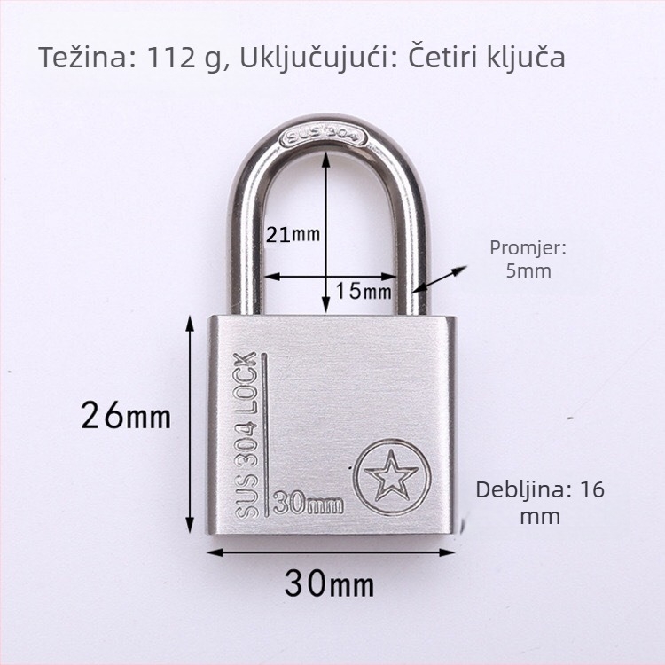 Katnica od 304 nehrđajućeg čelika, otporan na krađu i vodootporan, ravno otvaranje, model Sbe, moderan minimalistički dizajn