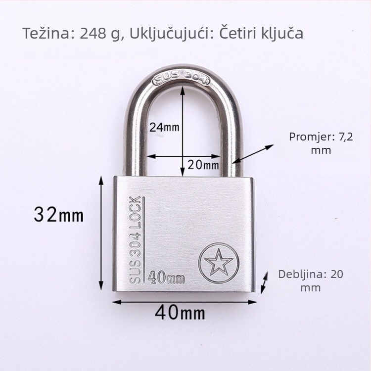 Katnica od 304 nehrđajućeg čelika, otporan na krađu i vodootporan, ravno otvaranje, model Sbe, moderan minimalistički dizajn