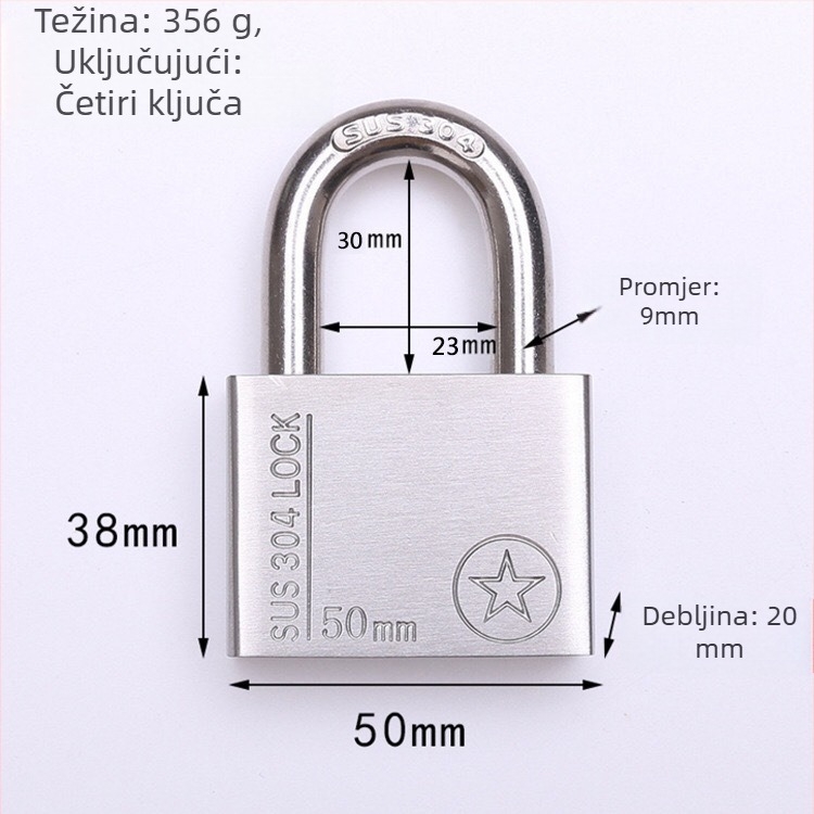 Katnica od 304 nehrđajućeg čelika, otporan na krađu i vodootporan, ravno otvaranje, model Sbe, moderan minimalistički dizajn