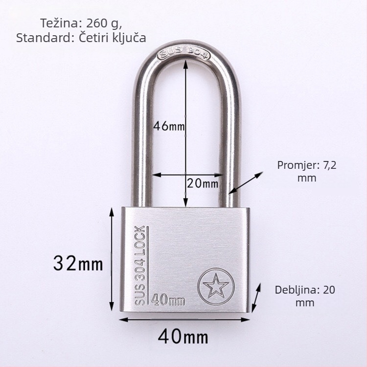 Katnica od 304 nehrđajućeg čelika, otporan na krađu i vodootporan, ravno otvaranje, model Sbe, moderan minimalistički dizajn