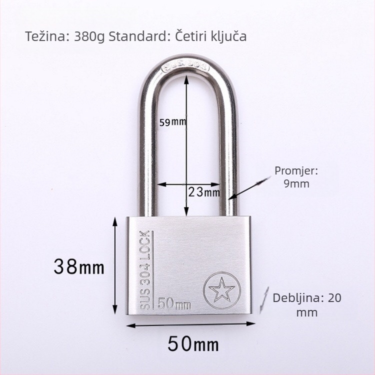 Katnica od 304 nehrđajućeg čelika, otporan na krađu i vodootporan, ravno otvaranje, model Sbe, moderan minimalistički dizajn
