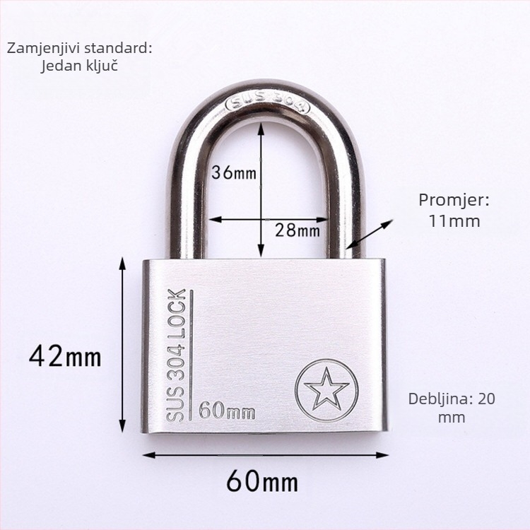 Katnica od 304 nehrđajućeg čelika, otporan na krađu i vodootporan, ravno otvaranje, model Sbe, moderan minimalistički dizajn