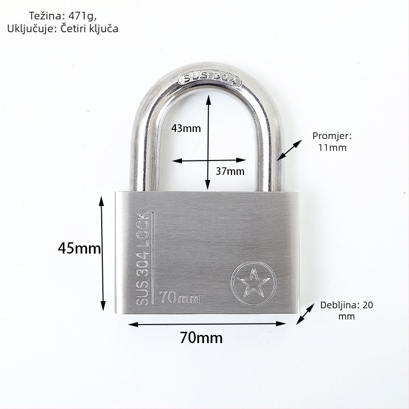 Katnica od 304 nehrđajućeg čelika, otporan na krađu i vodootporan, ravno otvaranje, model Sbe, moderan minimalistički dizajn
