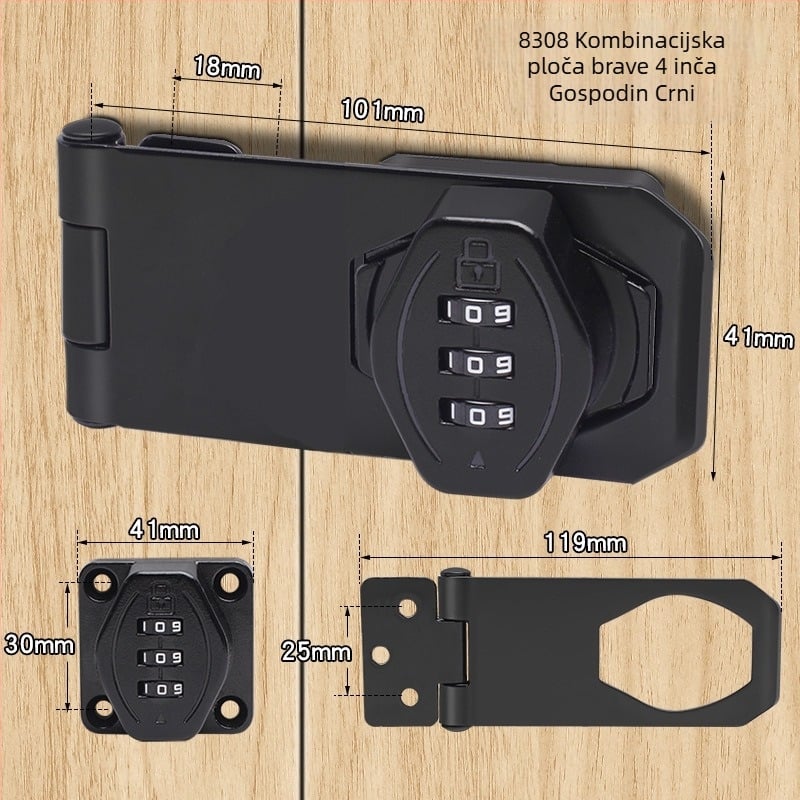 Zinkovasti ormarić zaključavanje Jin Aoding, instalacija bez bušenja, zaključavanje za ladicu/ormar s 90° kutem, model 2023.1.7, dostupna licencirana privatna marka